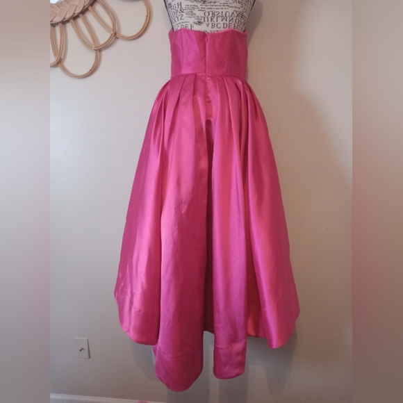 Anthropologie Hutch Sabrina Strapless V-Neck Pleated High-Low Gown Pink Size 4 - Picture 13 of 16
